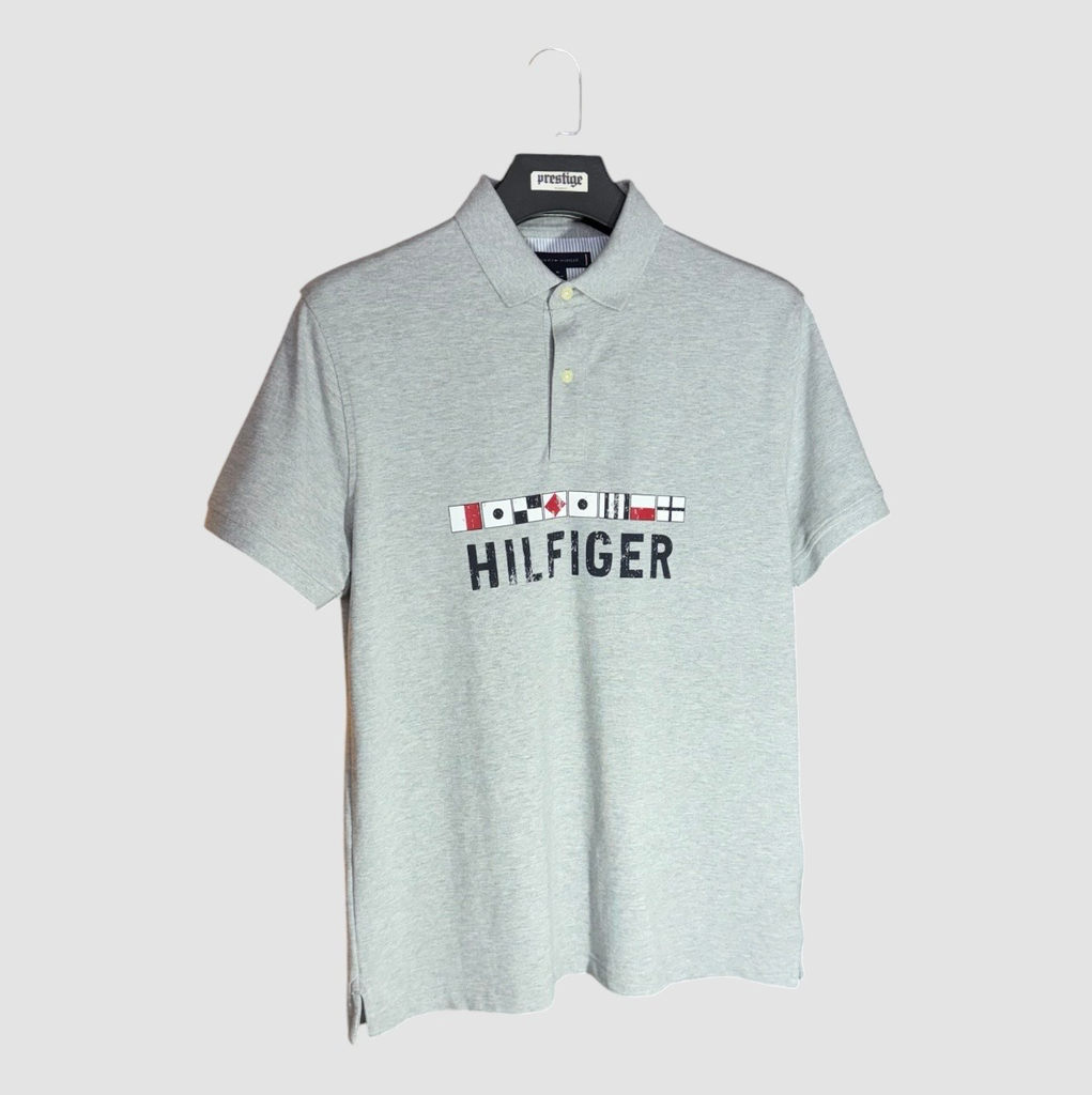 Polo Tommy Hilfiger Flag – Gris Chiné