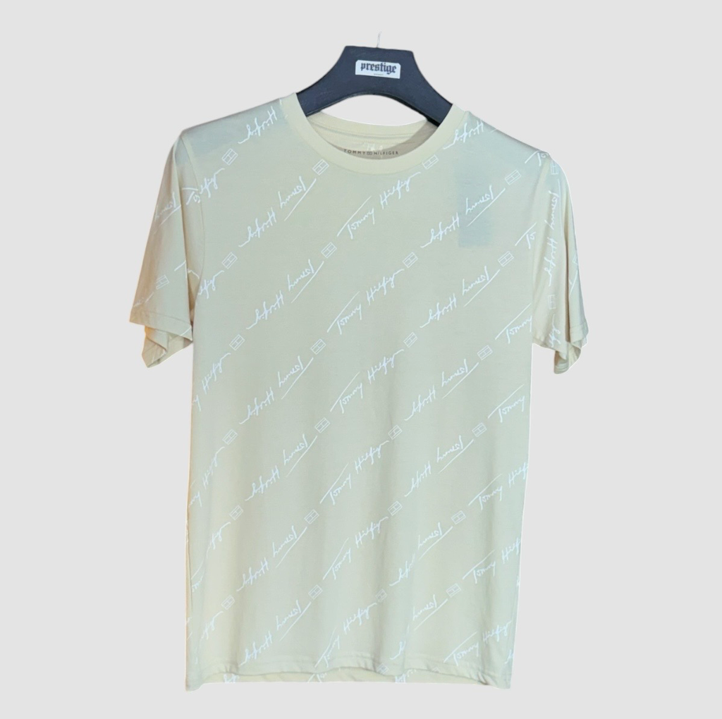 T-Shirt Tommy Hilfiger All-Over Script – Beige Clair