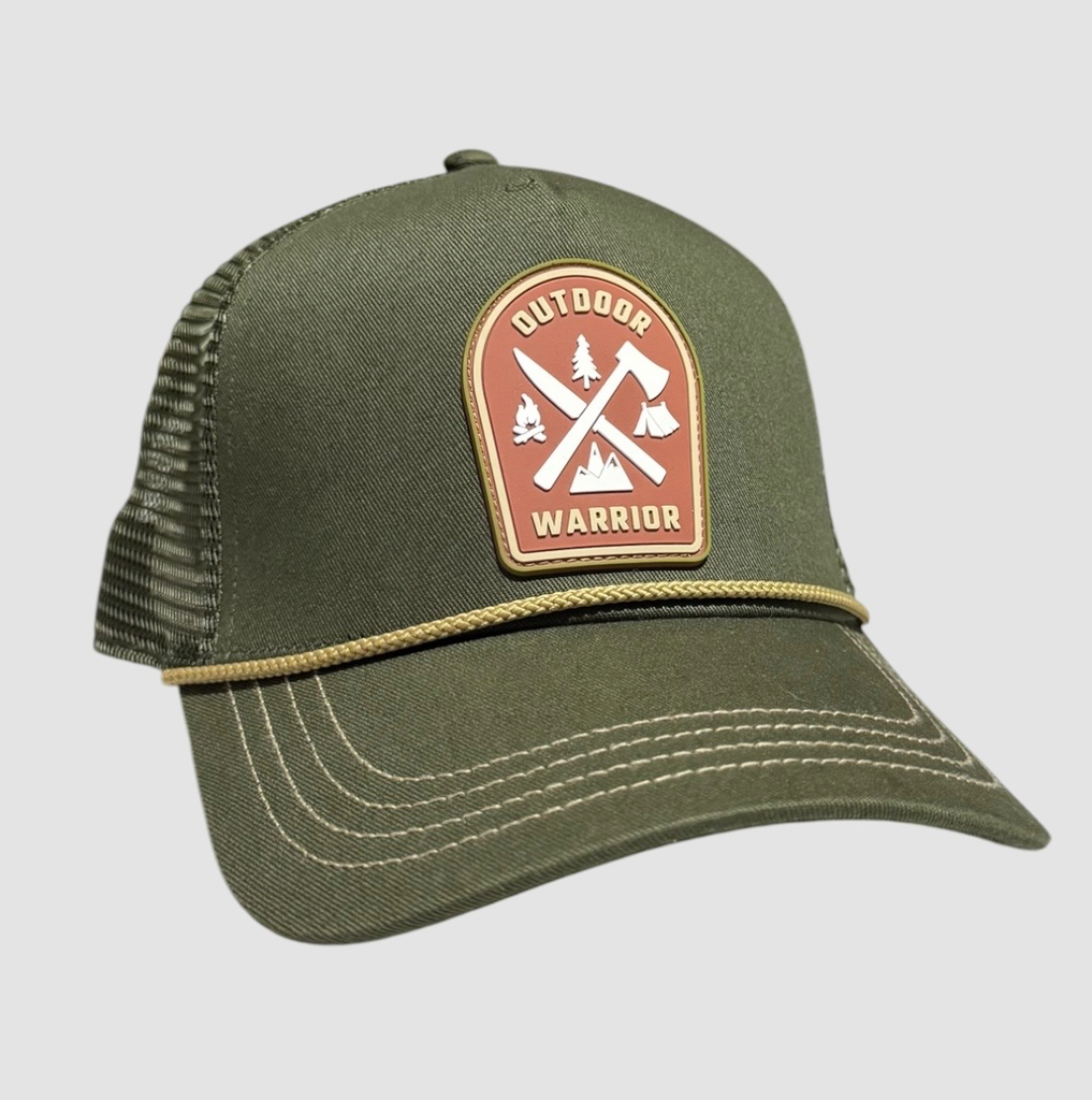 Casquette Trucker “Outdoor Warrior”  Vert olive (kaki militaire)