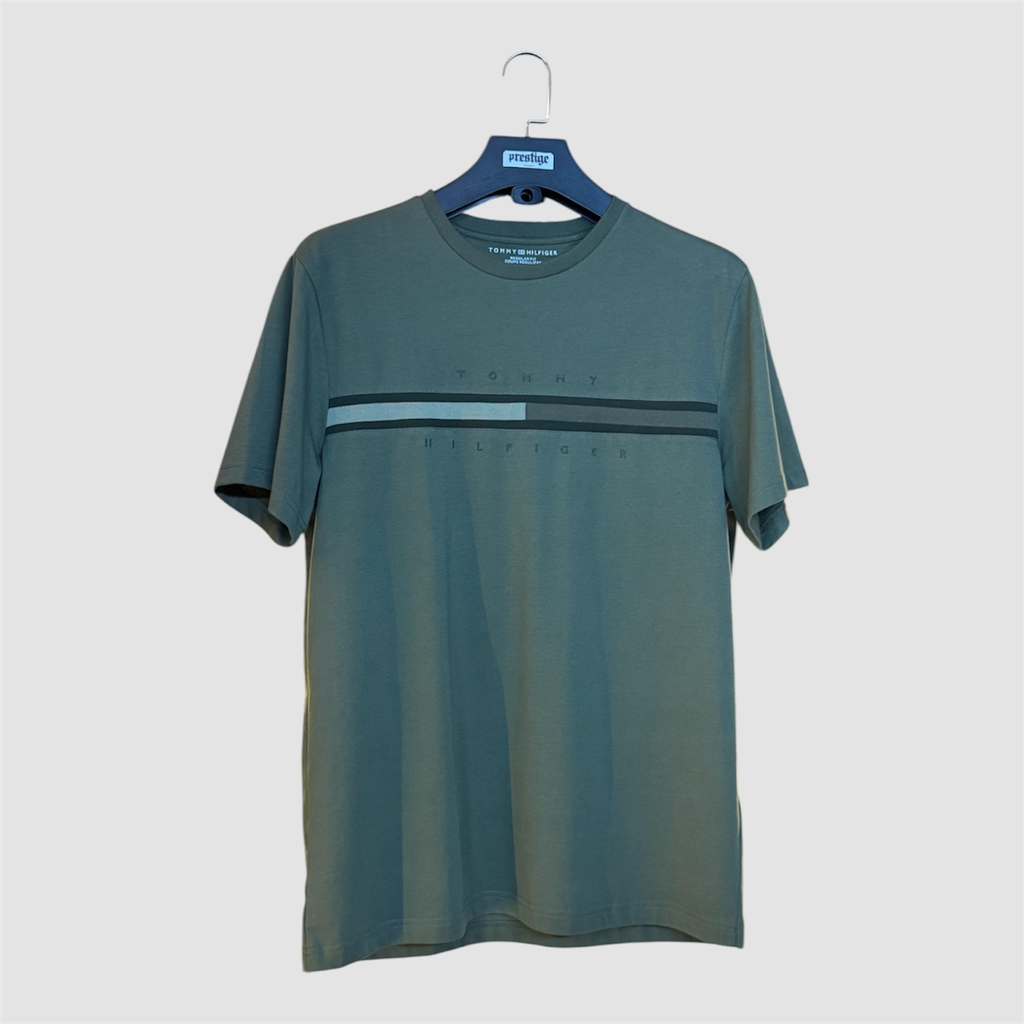 T-Shirt Tommy Hilfiger Stripe – Vert Kaki / Vert Grisé