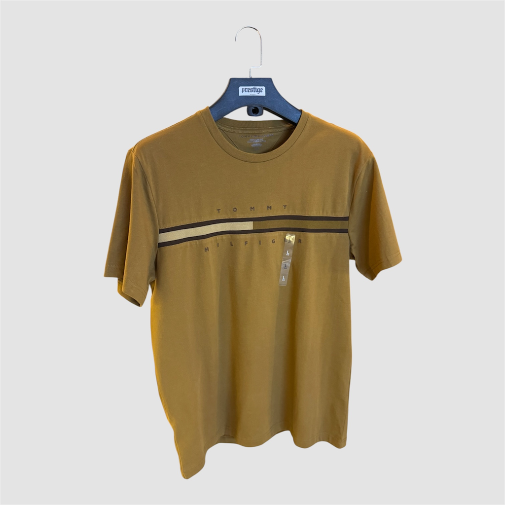 T-Shirt Tommy Hilfiger Stripe – Kaki / Jaune Moutarde